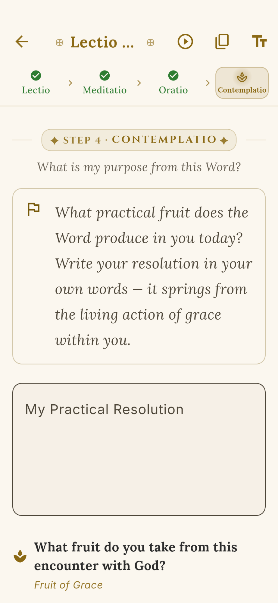 Contemplatio step: spiritual notebook